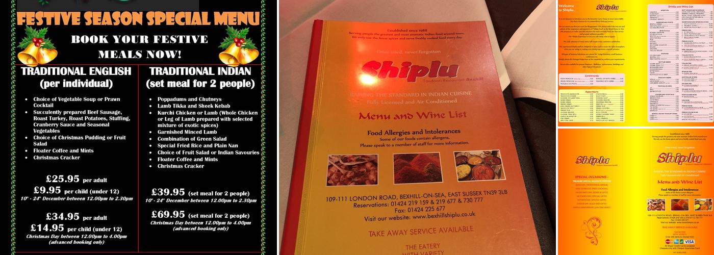 Shiplu Tandoori Restaurant In Bexhill Menu