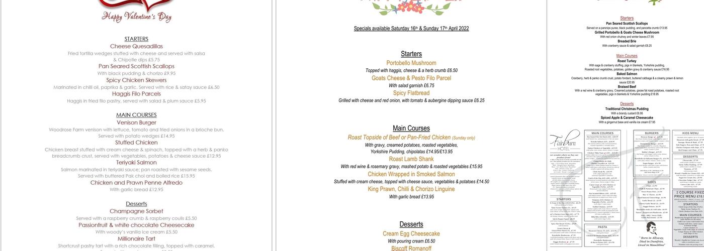The Fairburn Hotel Menu