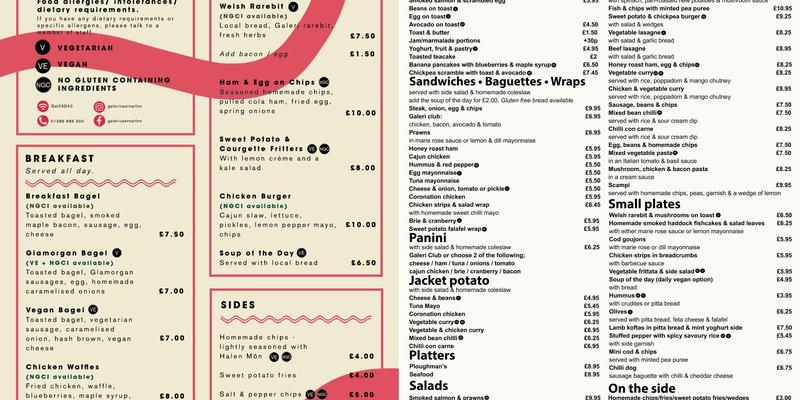 Galeri Café Bar Menu