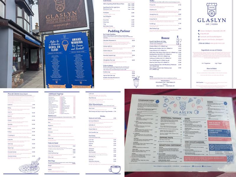 Glaslyn Artisan Ice Cream & Pizza Menu