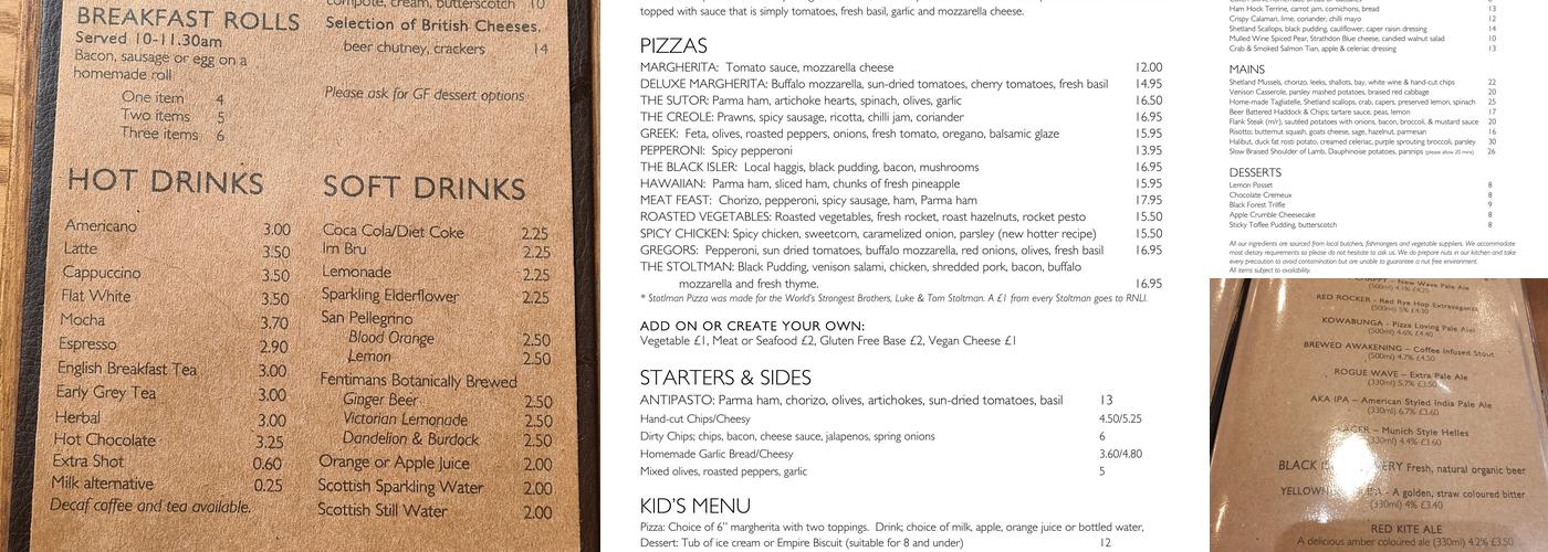 Sutor Creek Cafe Menu