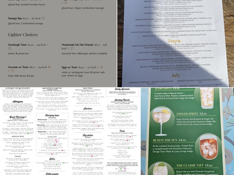 The Wiremill Pub, Restaurant & Rooms, Lingfield Menu