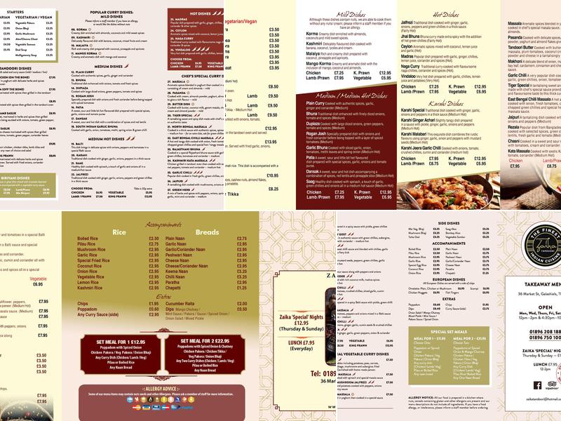 Zaika Tandoori Menu