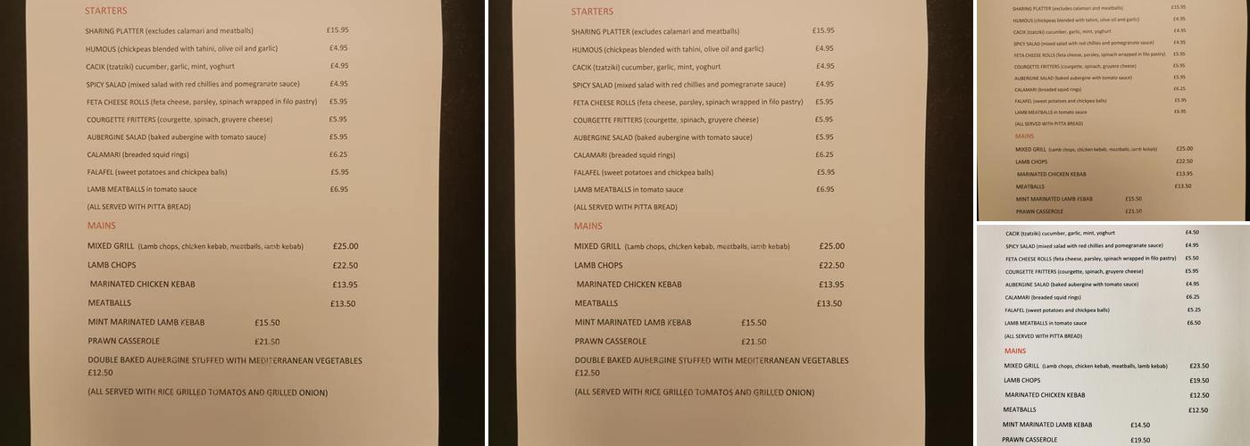 Marmions Brasserie Menu