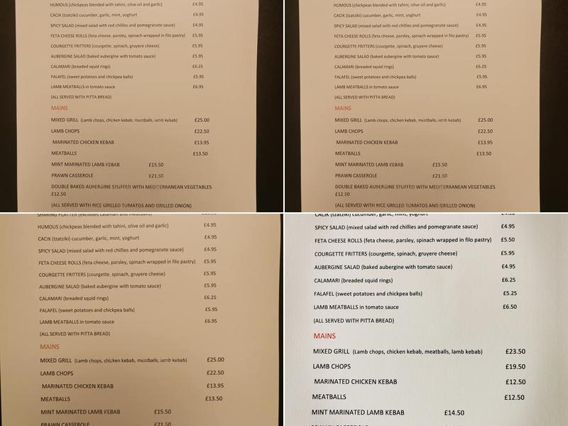 Marmions Brasserie Menu