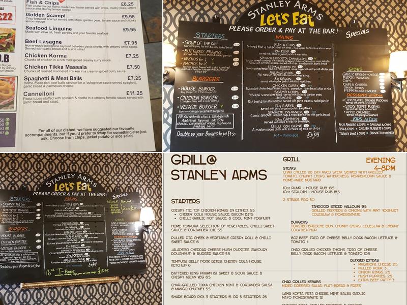Stanley Arms Menu