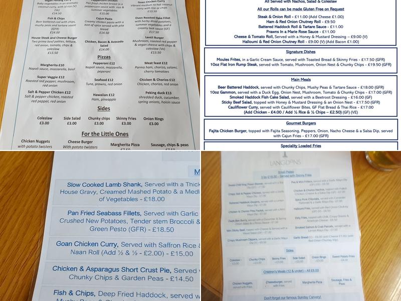 Langdons Restaurant And Bar Menu