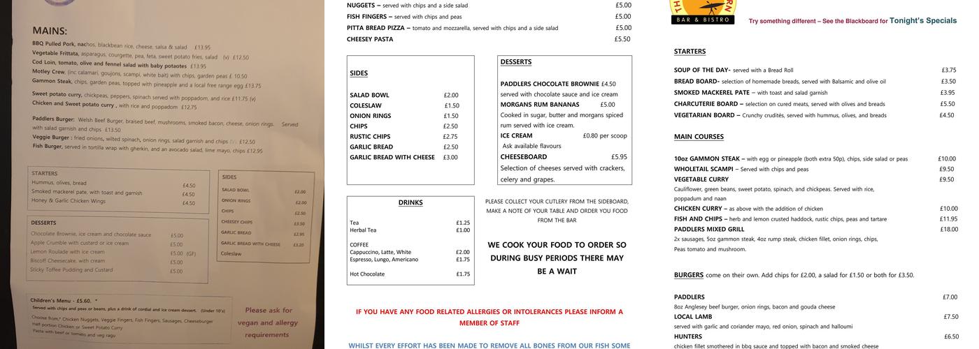 Paddlers Return Menu