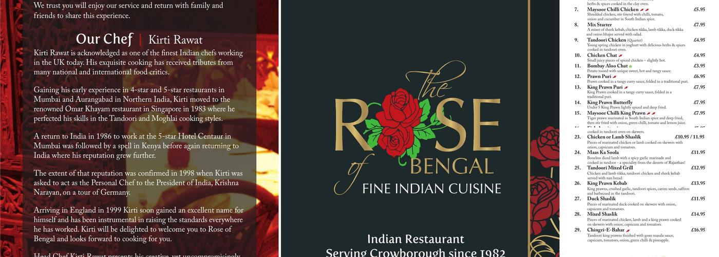 Rose Of Bengal Menu