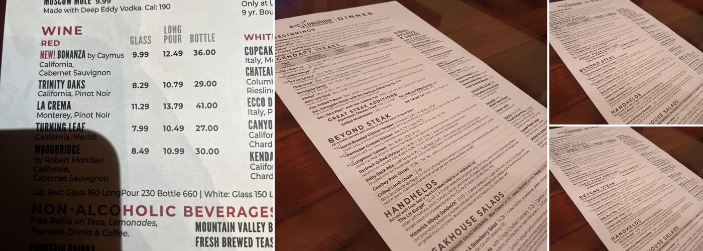 LongHorn Steakhouse Menu