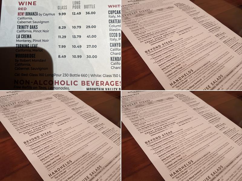 LongHorn Steakhouse Menu