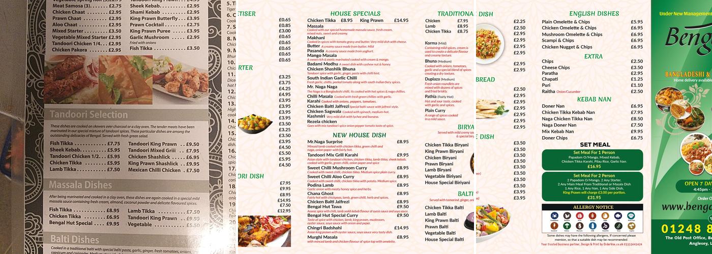 Bengal Hut Menu