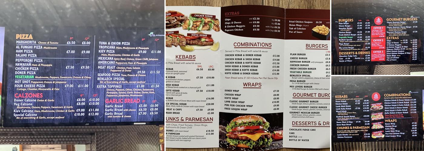 The Benllech Kebab House Menu