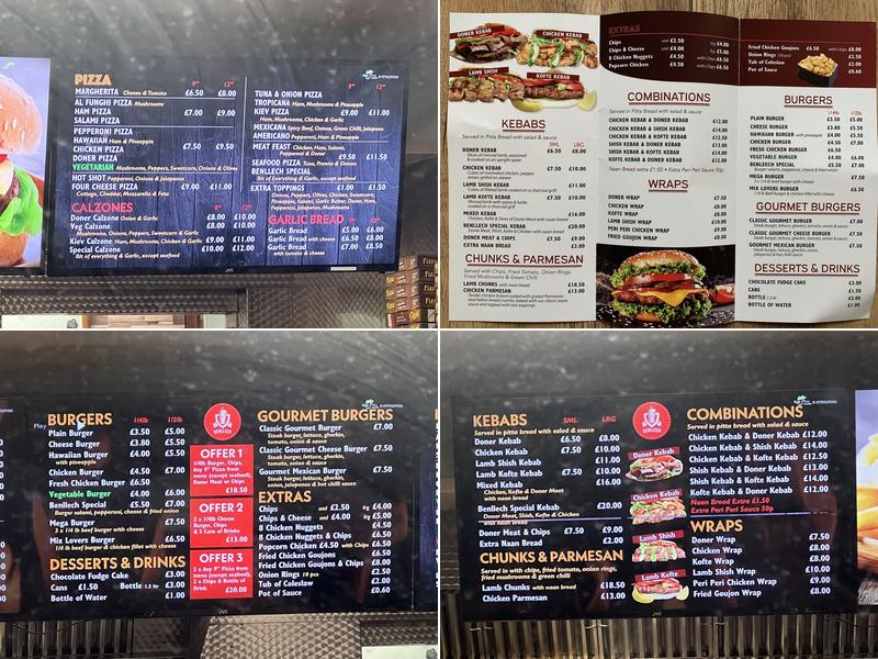 The Benllech Kebab House Menu