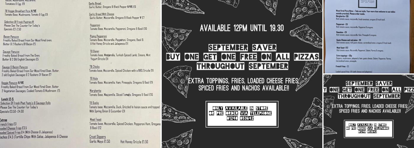 Traeth Bychan- Shop-Cafe-Pizzeria Menu