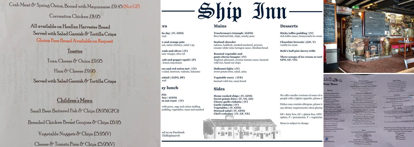 Ship Inn Menu