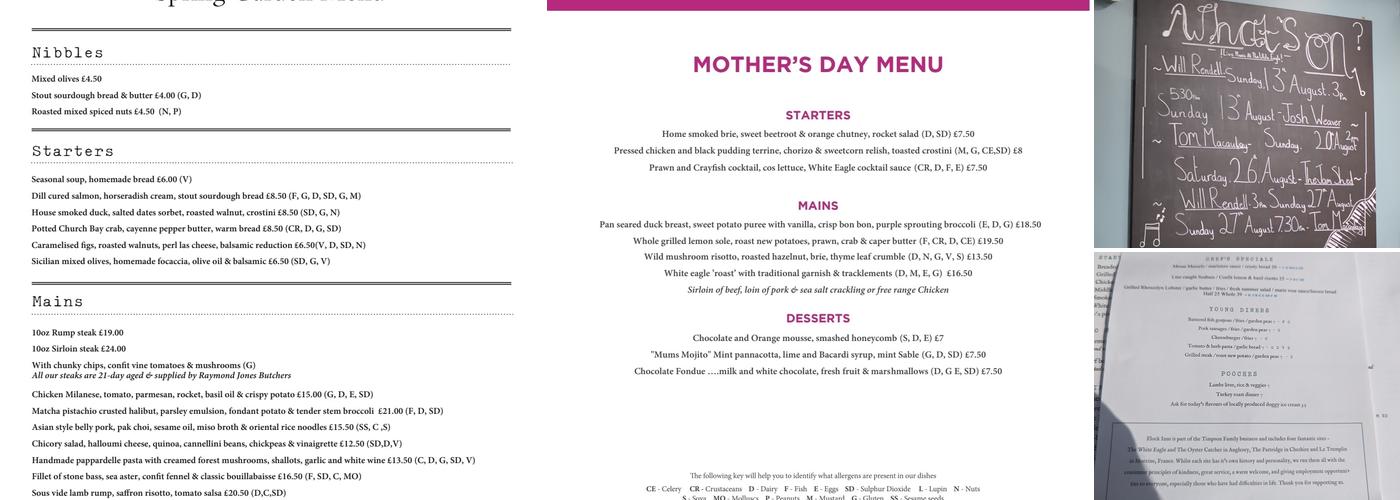 The White Eagle Menu