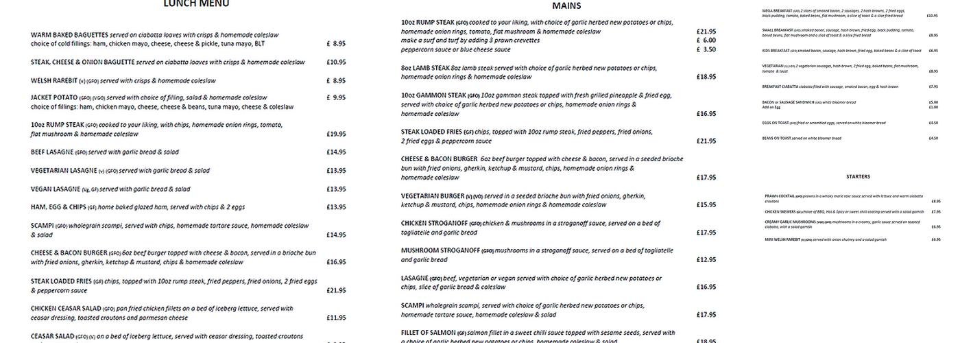 The Lamb Of Rhos Menu