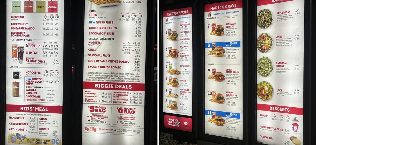 Wendy's Menu