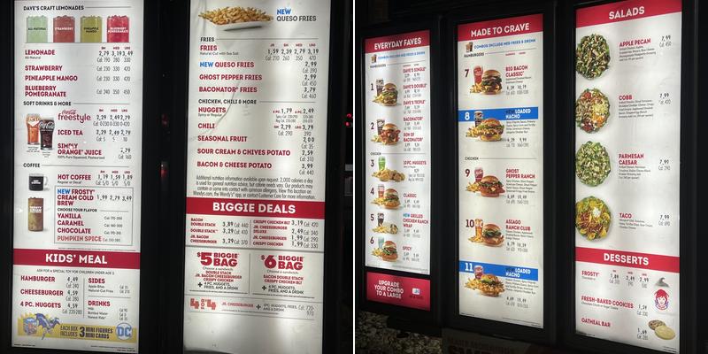 Wendy's Menu