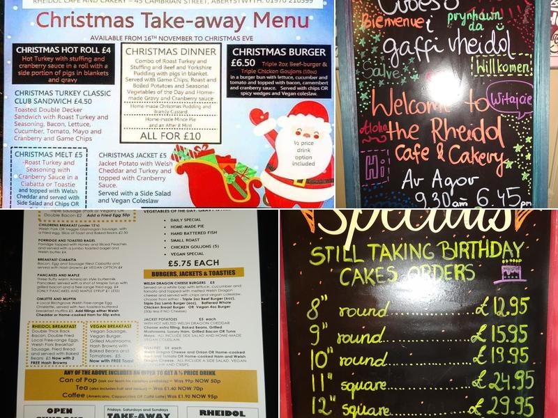 Rheidol Café and Cakery Menu