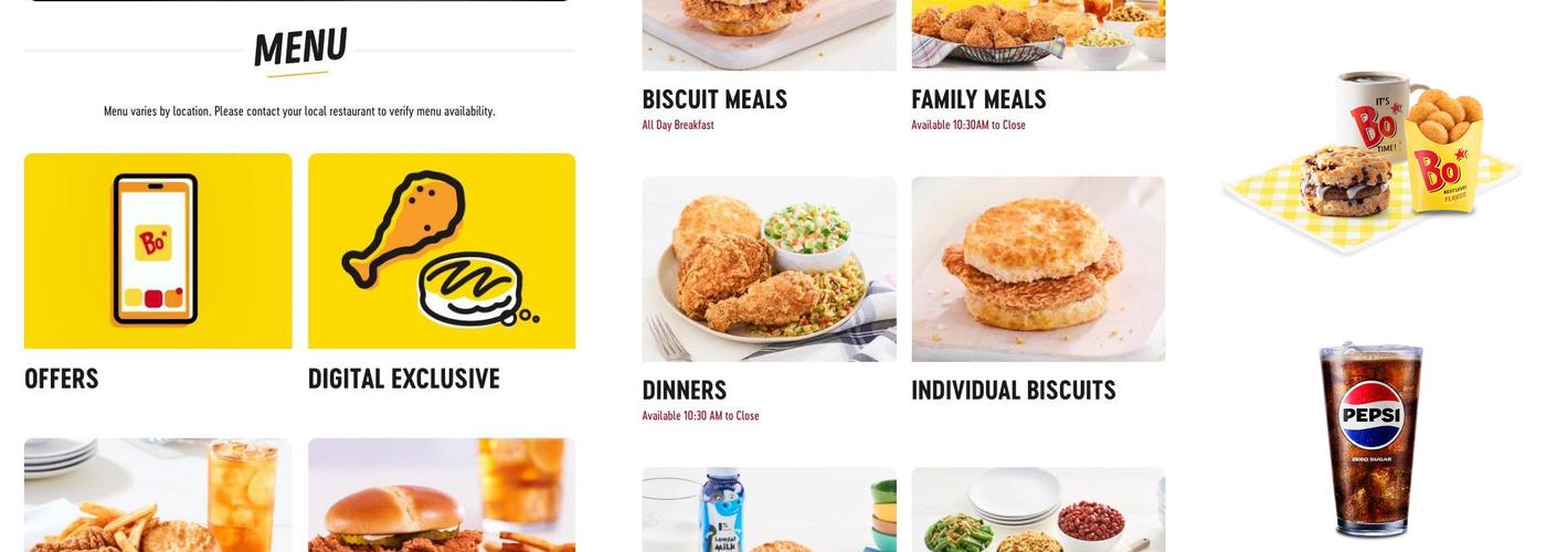 Bojangles Menu