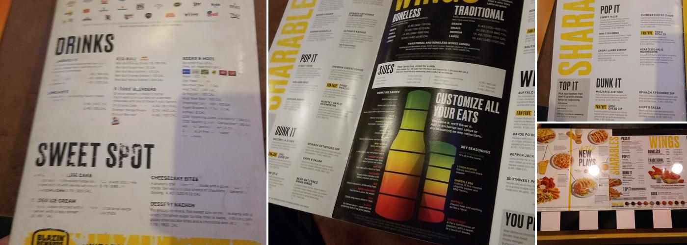 Buffalo Wild Wings Menu