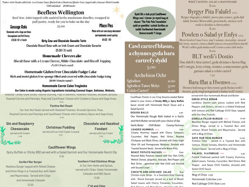 The Eating Gorilla Menu