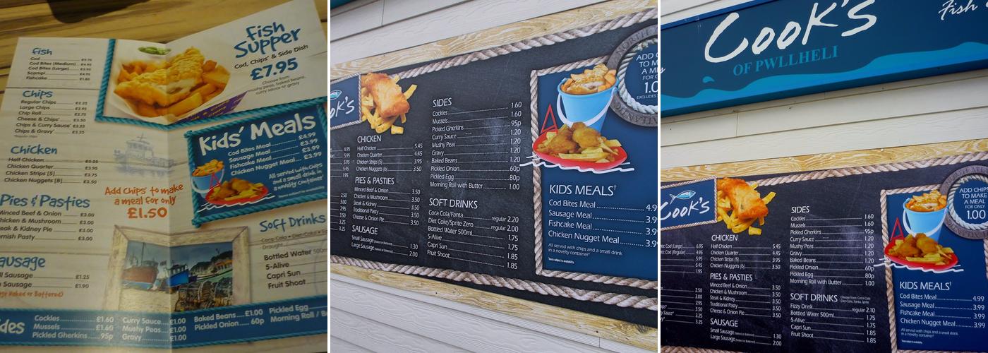 Cook's Fish & Chips Menu