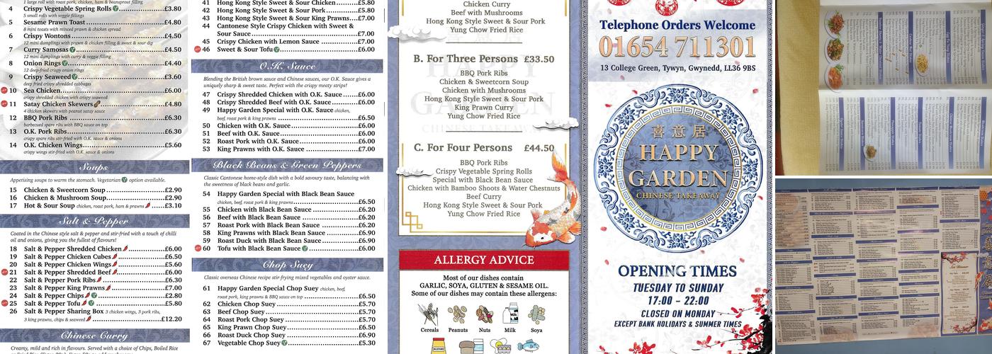 Happy Garden Chinese Takeaway Menu