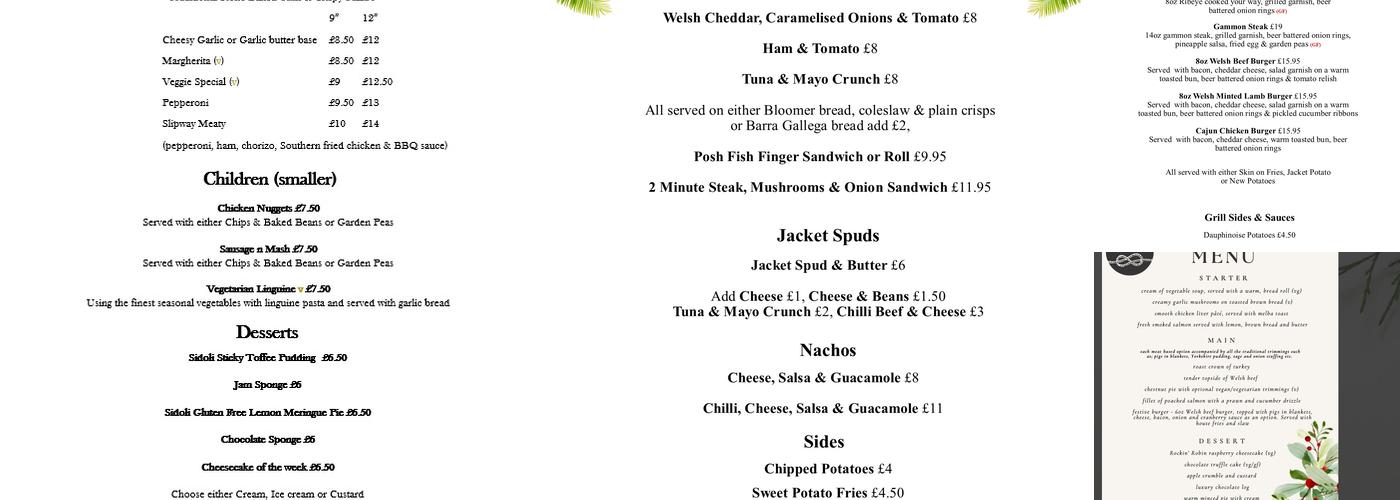 The Victorian Slipway Menu