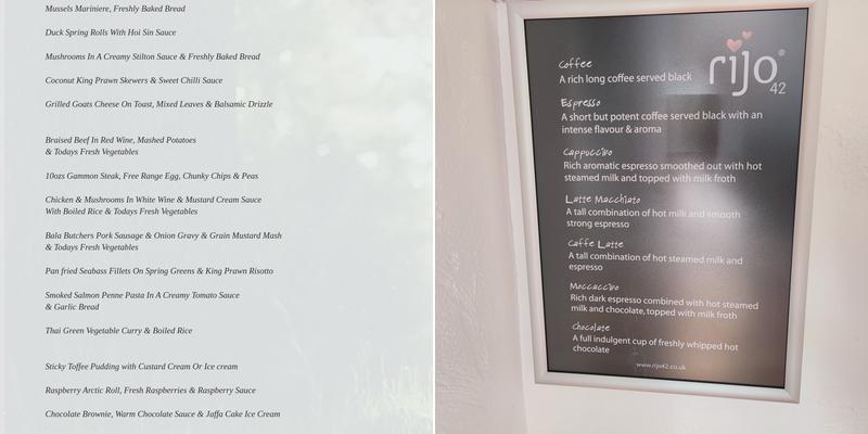 Gwesty Minffordd Hotel Menu