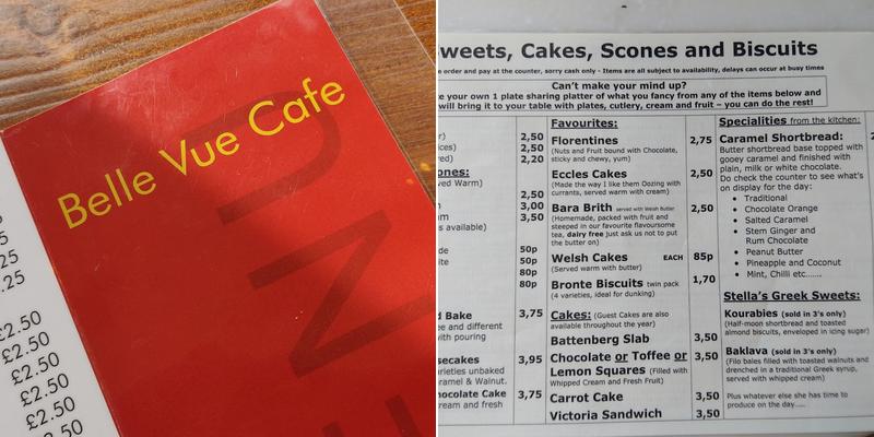 Belle Vue Cafe Menu