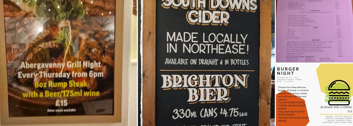 The Abergavenny Arms Menu