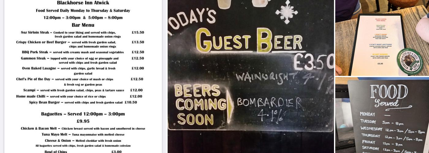 The Blackhorse inn Menu