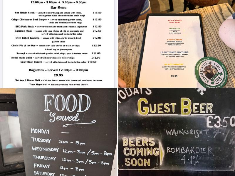 The Blackhorse inn Menu