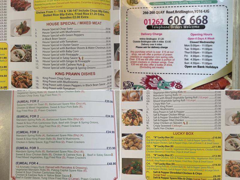 Lucky Dragon Chinese Takeaway Menu