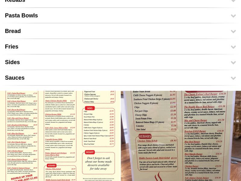 Fabian's Kitchen Menu