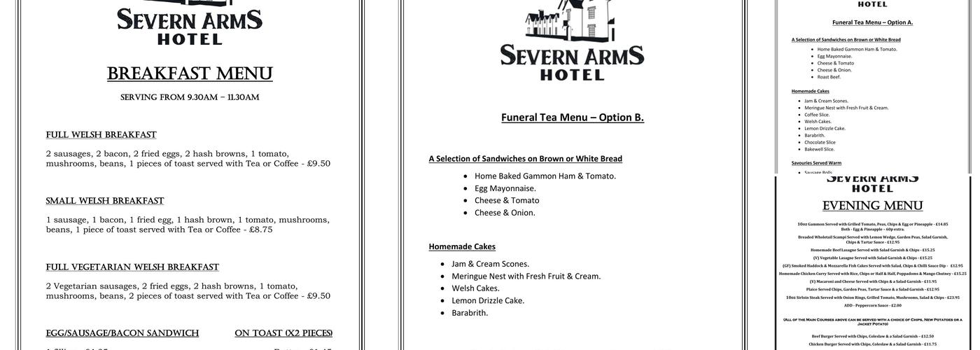Severn Arms Hotel Menu