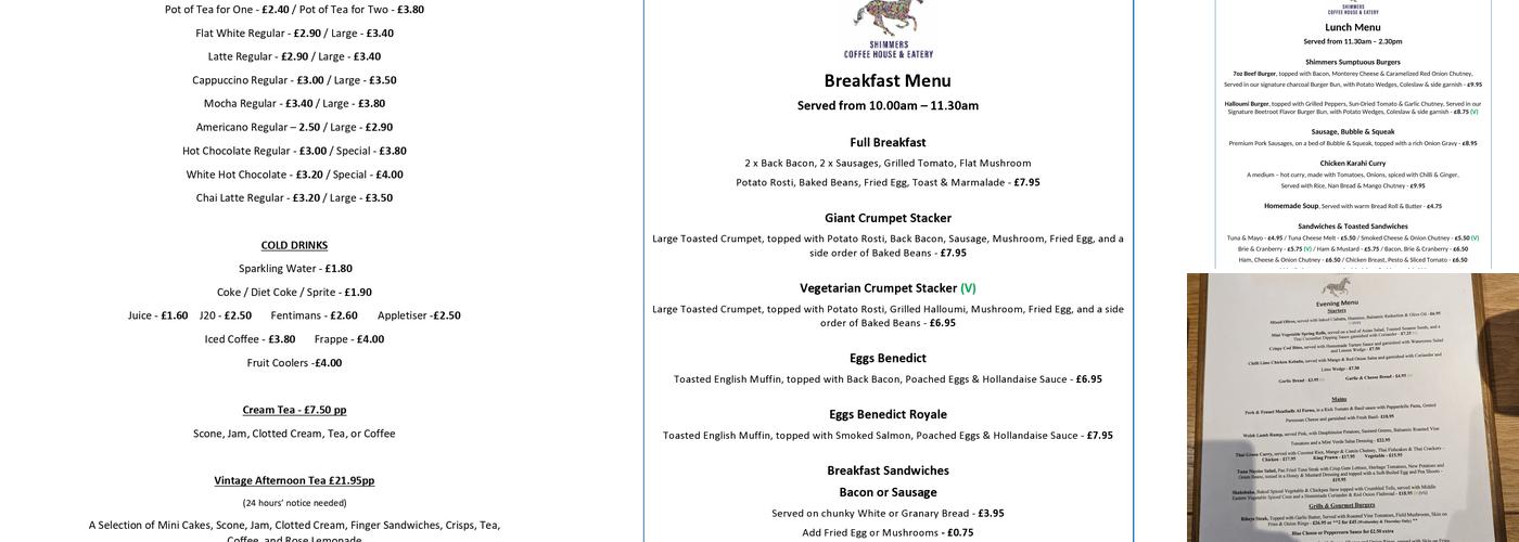 The Unicorn Hotel Menu