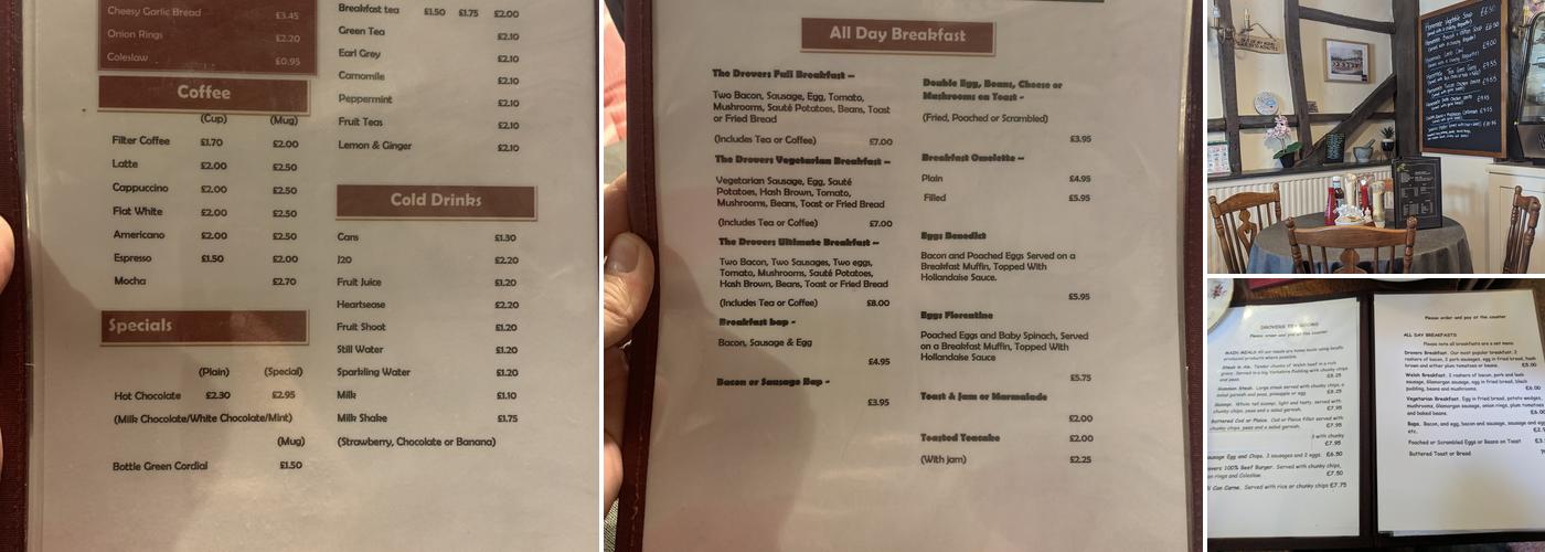 The Drovers Cafe & Restaurant Menu