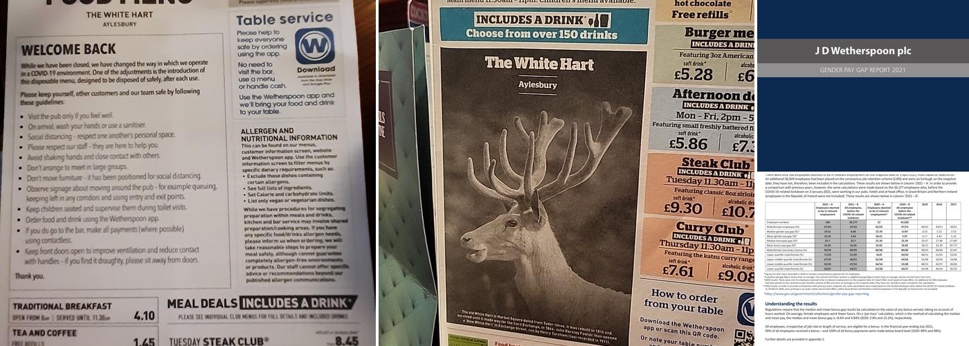 The White Hart - JD Wetherspoon Menu