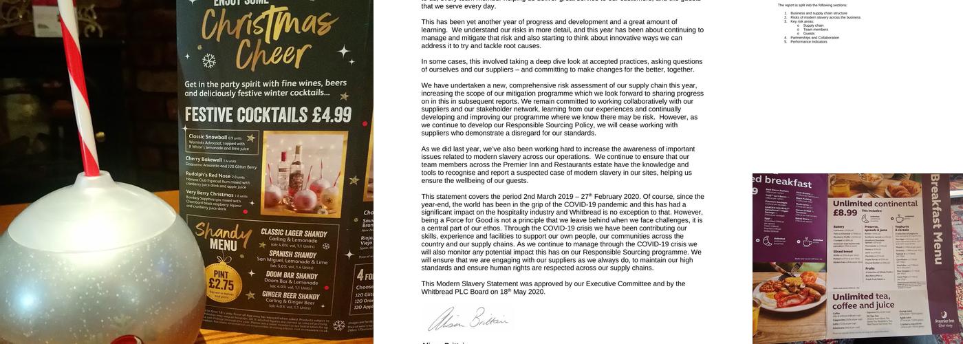 Premier Inn Aberdeen South (Portlethen) hotel Menu