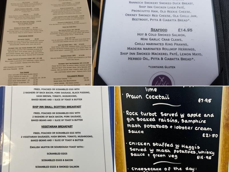 The Ship Inn, Stonehaven Menu