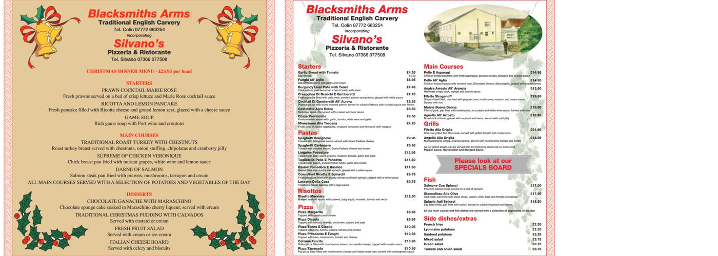 Blacksmiths Arms Menu