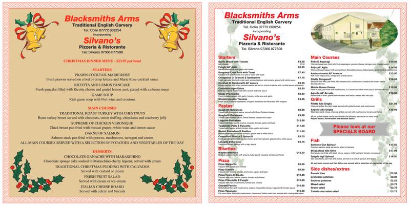 Blacksmiths Arms Menu