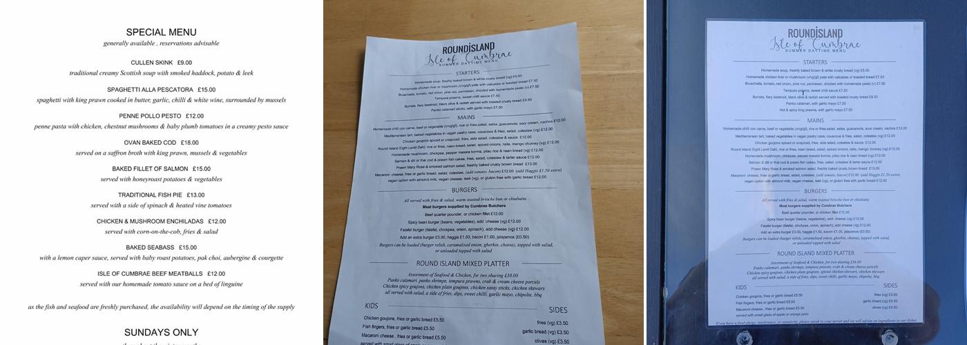 Round Island Cafe Bar Menu