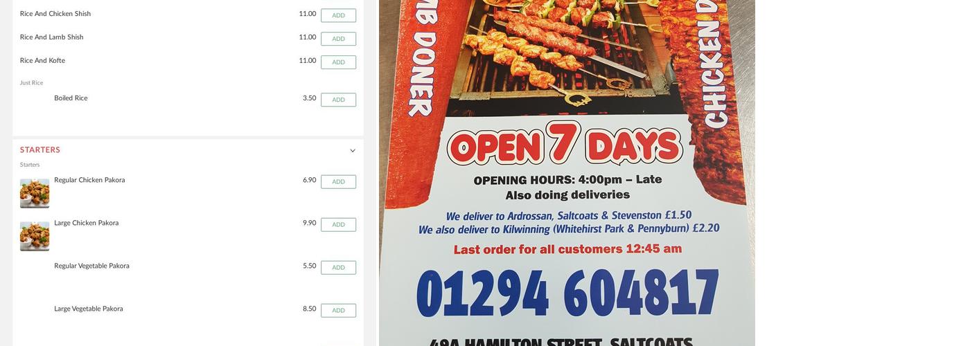 Turkish Food Club Menu