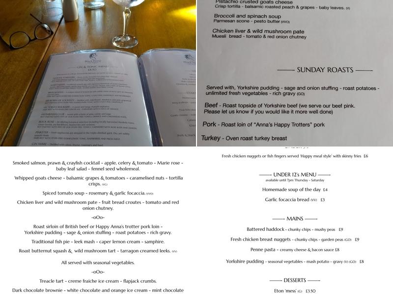 The Black Horse Menu