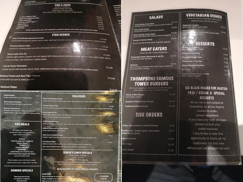 Thompsons Famous Fish & Chips Menu